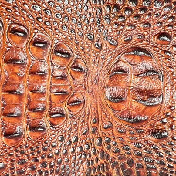 Brahmin Authentic Croc Lauren Pecan Leather Shoulder Bag w/Tassel/Hand Tag - Picture 12 of 13